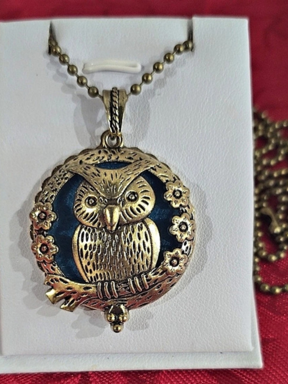Bronze Owl Aromatherapy Essential Oil Diffuser Locket Necklace